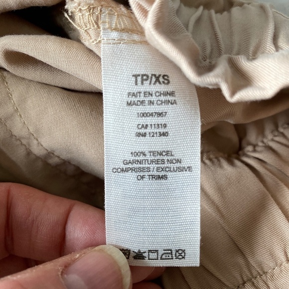 Garage 100% Tencel Light Tan Elastic High Waist Paper Bag Jogger Pants XS - Picture 8 of 14